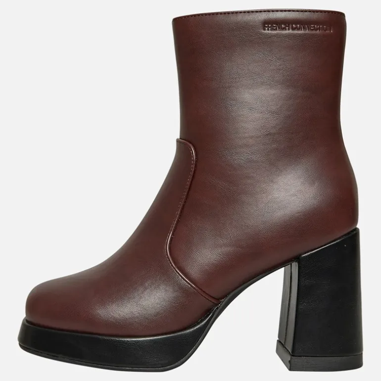French Connection Damen Schuhe mit eckiger Spitze Absatz Burgunderrot