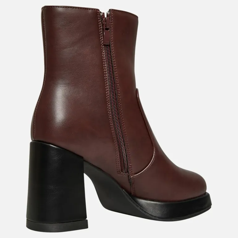 French Connection Damen Schuhe mit eckiger Spitze Absatz Burgunderrot