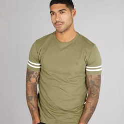 French Connection Herren Arm Stripes T-Shirts Khaki