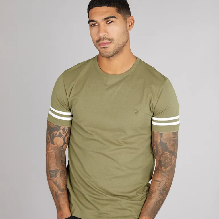 French Connection Herren Arm Stripes T-Shirts Khaki