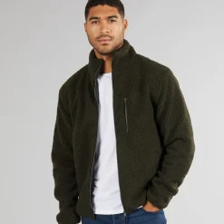 French Connection Herren Borg Trichterkragen Fleece Khaki