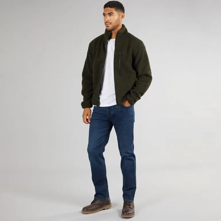 French Connection Herren Borg Trichterkragen Fleece Khaki
