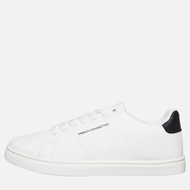 French Connection Herren Contrast Heel Tennis Sneaker Weiß