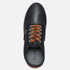 French Connection Herren Deck PU Leinenschuhe Schwarz