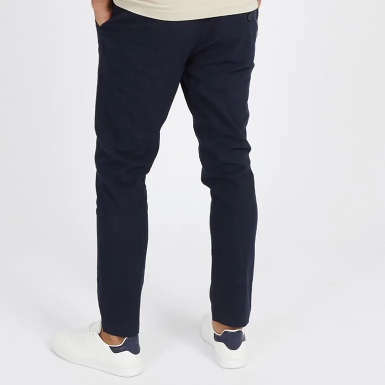 French Connection Herren Drawstring Linen Freizeithosen Blau
