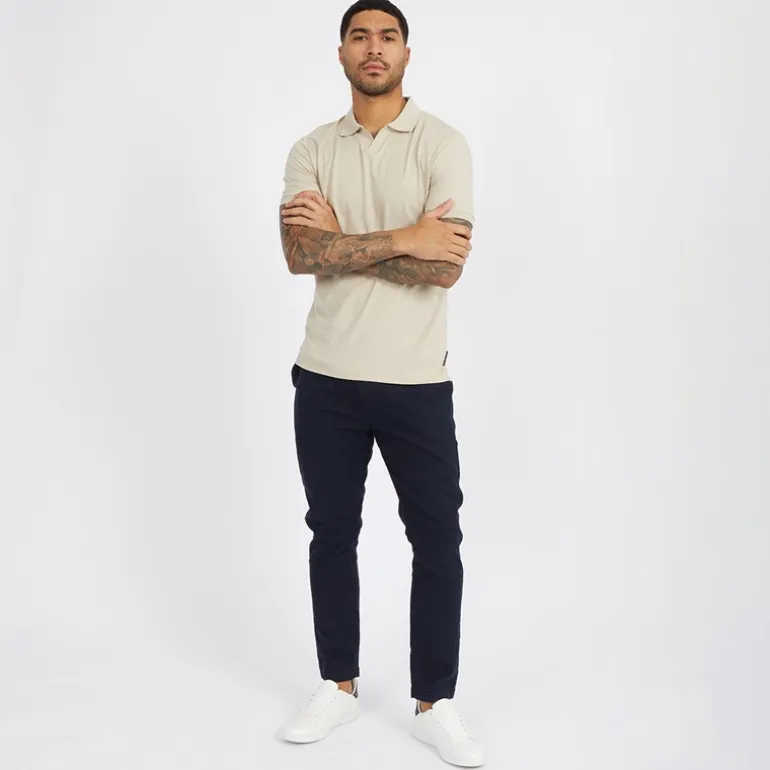 French Connection Herren Drawstring Linen Freizeithosen Blau