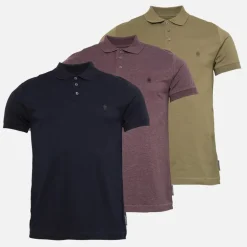 French Connection Herren 3er Pack Jersey Poloshirts Multi 6 - Marine/Chateaux Melange/Khaki