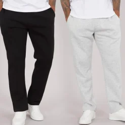 French Connection Herren FC 2er-Pack Offene Jogginghosen Schwarz / Hell Grau Meliert