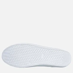 French Connection Herren FCUK Deck Slip On Canvas Sneaker Weiss/Tan At Heel