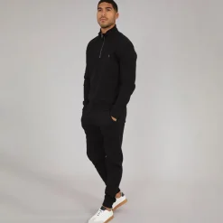 French Connection Herren FC 1/2 Zip Trainingsanzug Schwarz