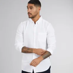 French Connection Herren Hemd mit langem Arm Weiß