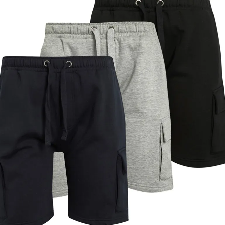French Connection Herren Jersey Cargo Drei Pack Shorts Multi 1 - Black/Marine/Light Grey Mel
