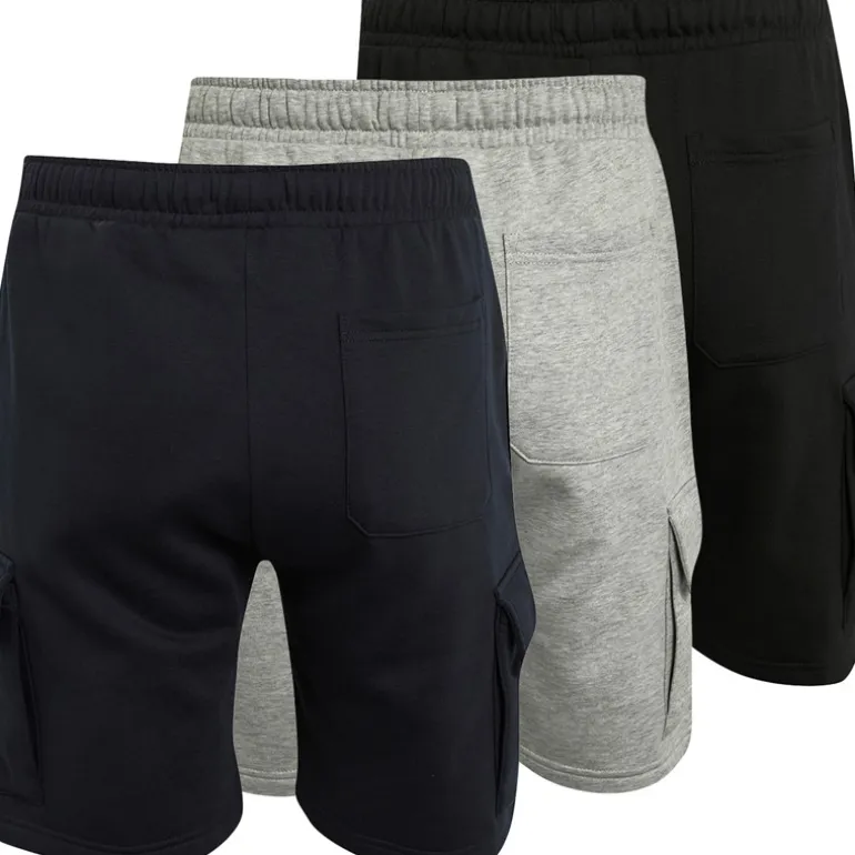 French Connection Herren Jersey Cargo Drei Pack Shorts Multi 1 - Black/Marine/Light Grey Mel