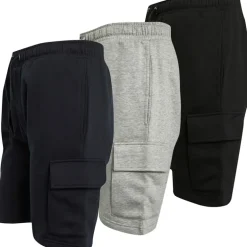 French Connection Herren Jersey Cargo Drei Pack Shorts Multi 1 - Black/Marine/Light Grey Mel