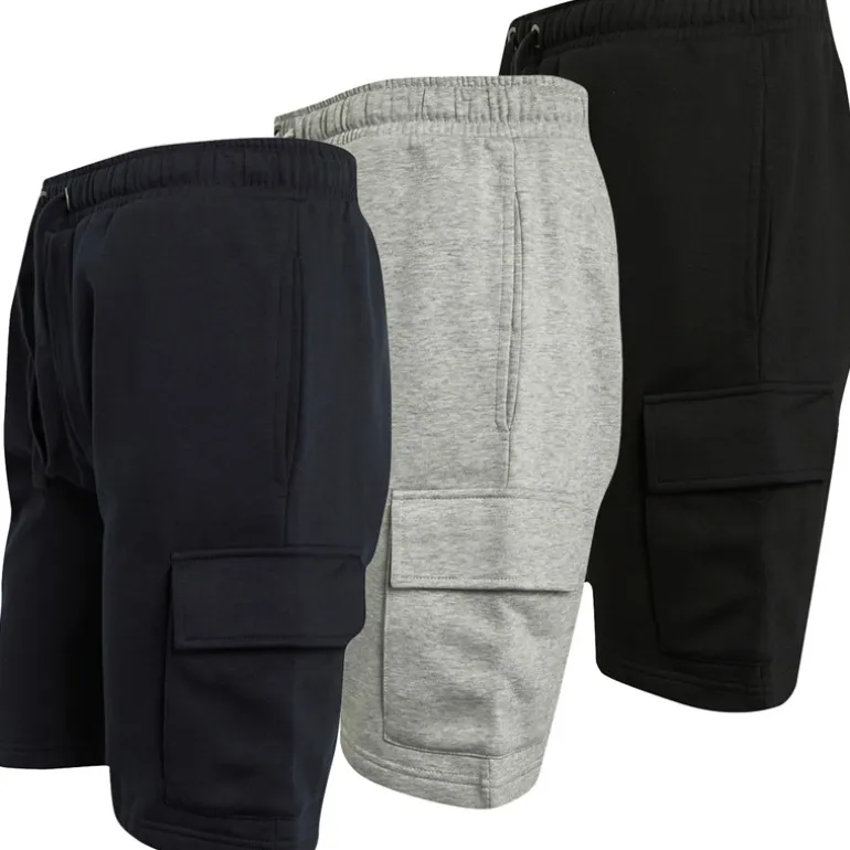 French Connection Herren Jersey Cargo Drei Pack Shorts Multi 1 - Black/Marine/Light Grey Mel