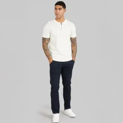 French Connection Herren Kurzarm Polohemden Ecru