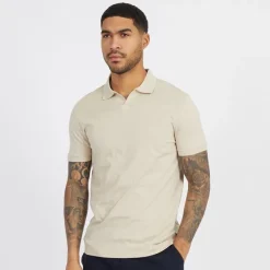 French Connection Herren Pokal Polo Shirt Stone
