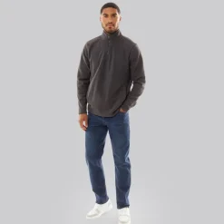 French Connection Herren 1/2 Reißverschluss Mikro Fleece Anthrazit Mel
