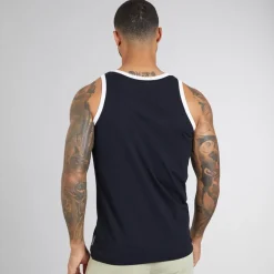 French Connection Herren Ringer Weste Marine/Weiß