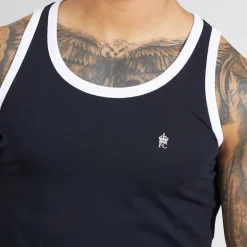 French Connection Herren Ringer Weste Marine/Weiß