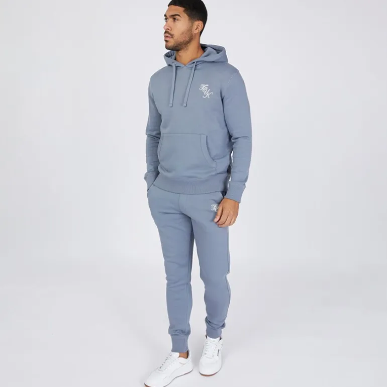 French Connection Herren Schriftzug Trainingsanzug Hellblau Melange/Weiß