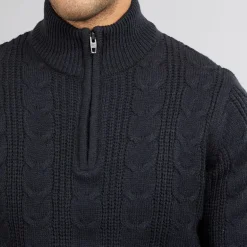 French Connection Herren Wollpullover mit 1/2 Reißverschluss Marine