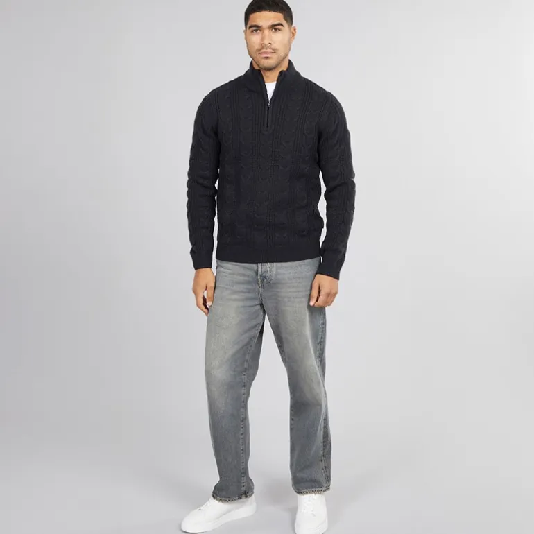 French Connection Herren Wollpullover mit 1/2 Reißverschluss Marine