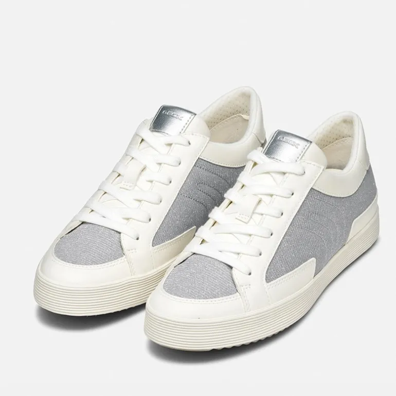 GEOX Damen Blomiee Metallic Sneaker Silver/Optic White