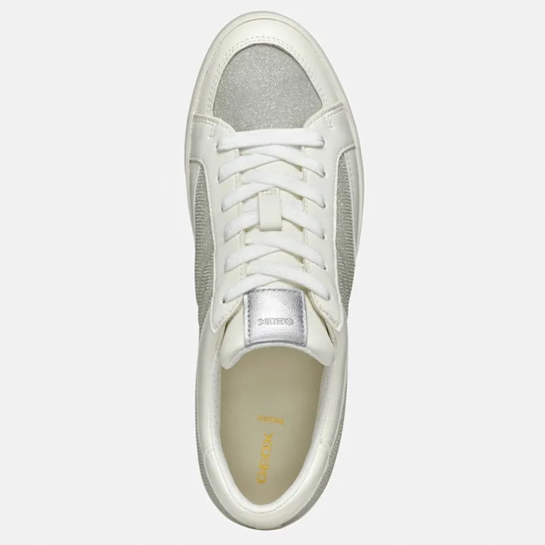 GEOX Damen Blomiee Metallic Sneaker Silver/Optic White
