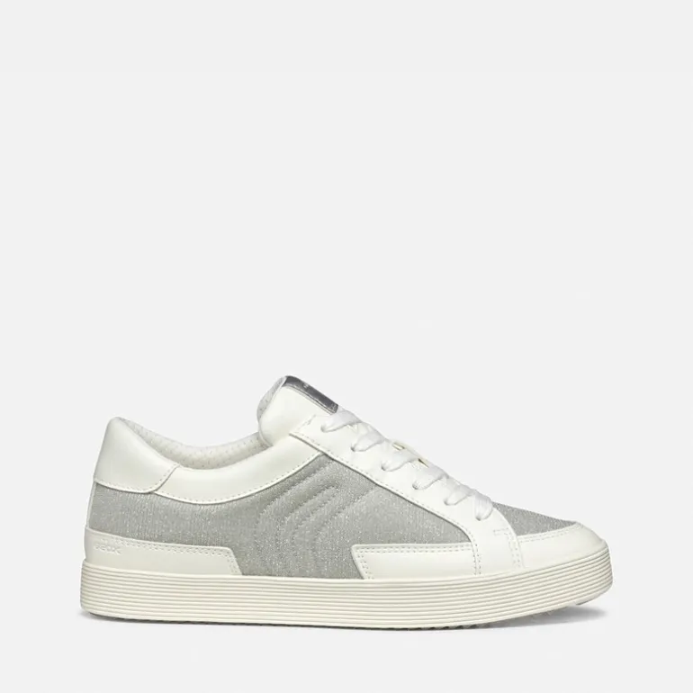 GEOX Damen Blomiee Metallic Sneaker Silver/Optic White