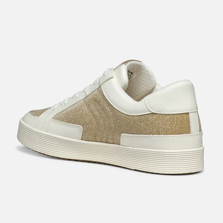 GEOX Damen Blomiee Metallic Trainers Hellgold/Off White Lt Gold/Off White