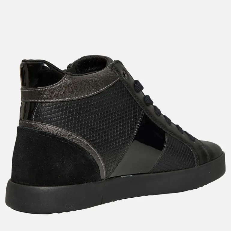 GEOX Damen Blomie High Top Sneaker mit Reißverschluss Schwarz