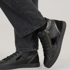 GEOX Damen Blomie High Top Sneaker mit Reißverschluss Schwarz