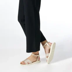 GEOX Damen Dandora Knöchel Riemen Sandalen Hellgold/Hellbraun Lt Gold/Lt Taupe