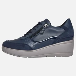 GEOX Damen Ilde Keilabsatz Reißverschluss Turnschuhe Marine