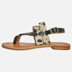 GEOX Damen Maddalusia Sandalen flach Schwarz / Weiß