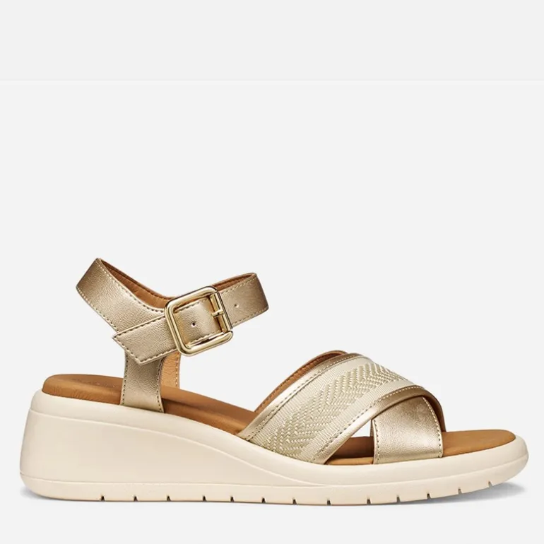 GEOX Damen Melciona Sandalen Hellgold/Papyrus Lt Gold/Papyrus