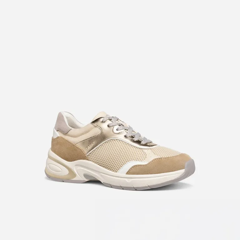 GEOX Damen Zarvia Sportschuhe Papyrus/Weiß