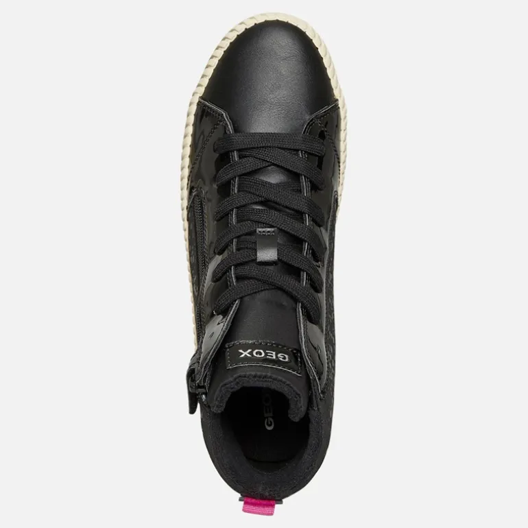 GEOX Junior Mädchen Mirroless Zip Hi Top Turnschuhe Schwarz