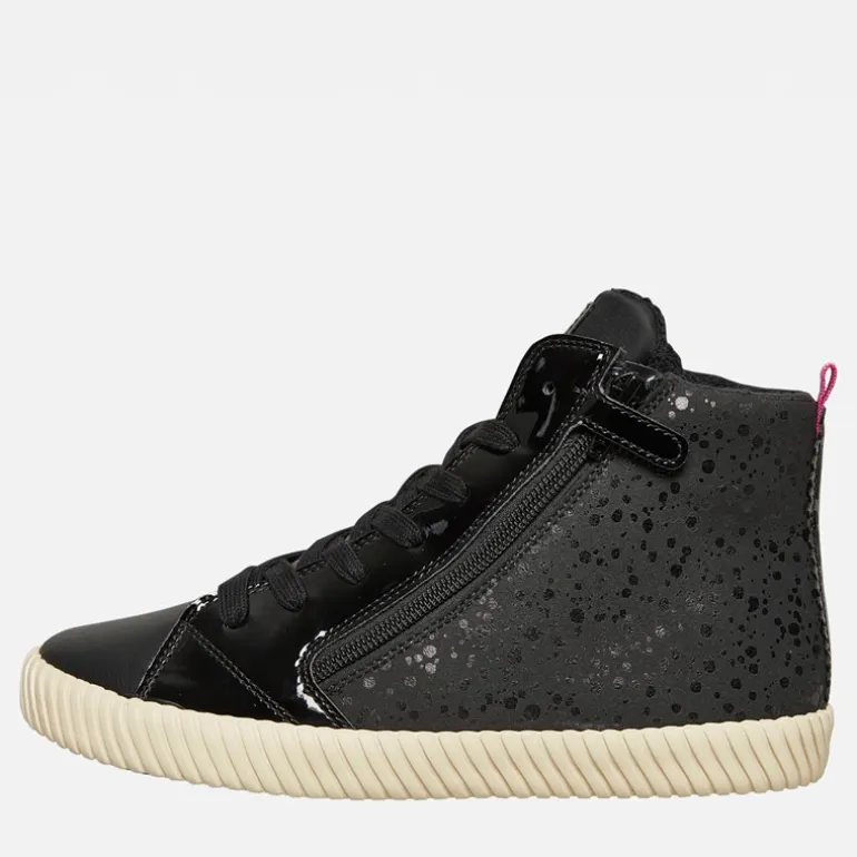 GEOX Junior Mädchen Mirroless Zip Hi Top Turnschuhe Schwarz