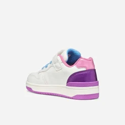 GEOX Junior Mädchen Washiba Turnschuhe Weiß/Dunkelviolett Weiß/Dk Purple