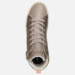 GEOX Mädchen Junior Mirroless Reißverschluss Hi Top Sneaker Dark Beige