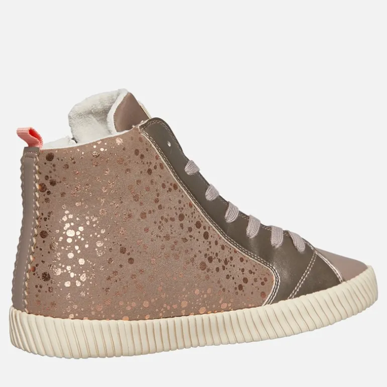 GEOX Mädchen Junior Mirroless Reißverschluss Hi Top Sneaker Dark Beige