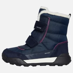 GEOX Mädchen Trekkyup Zweifach Riemen Fell gefütterte Stiefel Marineblau/Lila