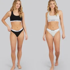 G-STAR Damen Doppelpack Racer Bralettes Light Grey Marl/Schwarz