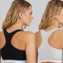 G-STAR Damen Doppelpack Racer Bralettes Light Grey Marl/Schwarz