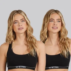G-STAR Damen Doppelpack Racer Bralettes Schwarz