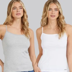G-STAR Damen 2er-Pack Unterhemden Bright White/Light Grey Marl