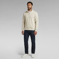 G-STAR Herren Sweatshirt mit halbem Reißverschluss Ecru