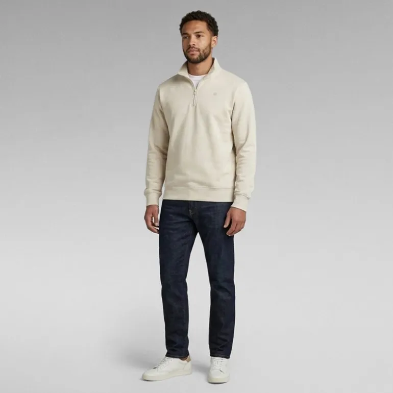 G-STAR Herren Sweatshirt mit halbem Reißverschluss Ecru